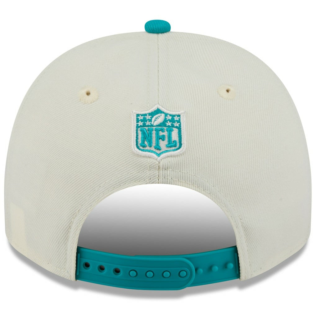 Miami Dolphins New Era 2025 NFL Draft A-Frame 9FIFTY Snapback Hat - Cream/Aqua - NFL