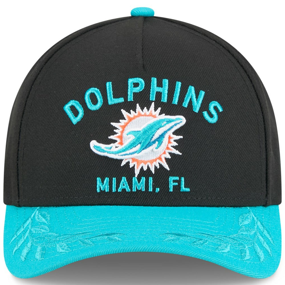 Miami Dolphins New Era 2025 NFL Draft 9FORTY A-Frame M-Crown Adjustable Hat - Black/Aqua - NFL