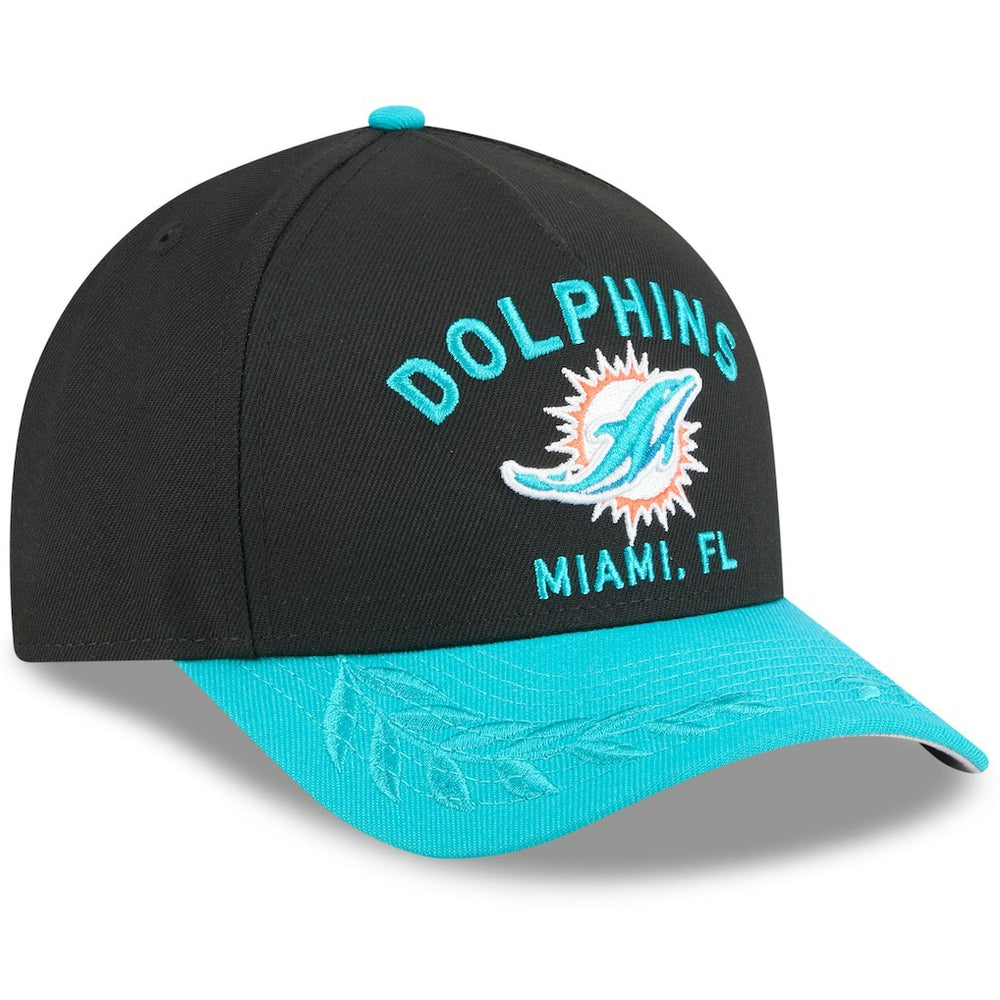 Miami Dolphins New Era 2025 NFL Draft 9FORTY A-Frame M-Crown Adjustable Hat - Black/Aqua - NFL