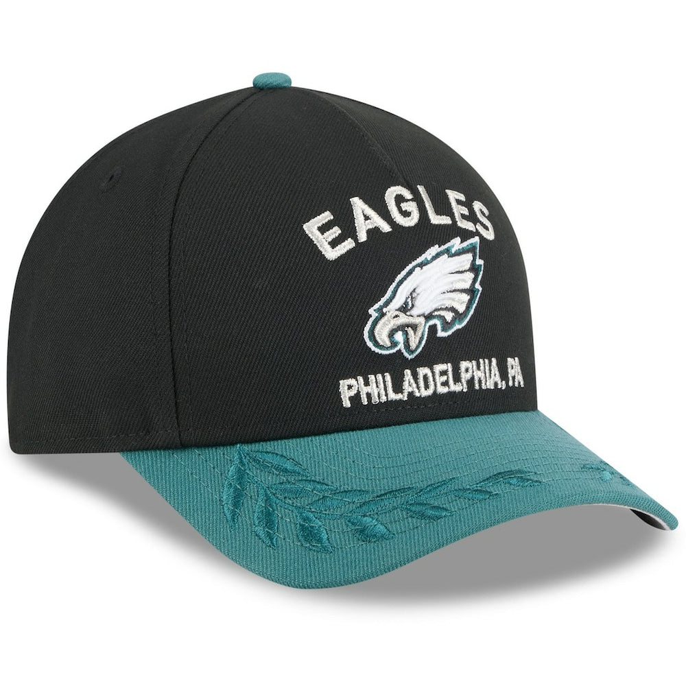 Philadelphia Eagles New Era 2025 NFL Draft 9FORTY A-Frame M-Crown Adjustable Hat - Black/Midnight Green - NFL