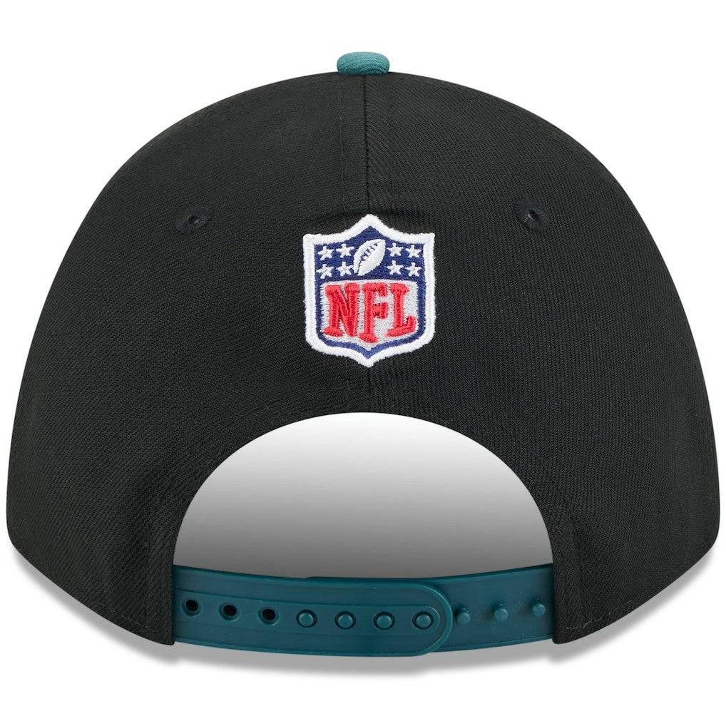 Philadelphia Eagles New Era 2025 NFL Draft 9FORTY A-Frame M-Crown Adjustable Hat - Black/Midnight Green - NFL