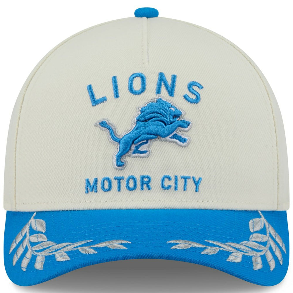 Detroit Lions New Era 2025 NFL Draft 9FORTY A-Frame M-Crown Adjustable Hat - Cream/Blue - NFL