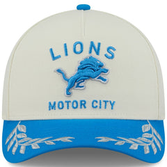 Detroit Lions New Era 2025 NFL Draft 9FORTY A-Frame M-Crown Adjustable Hat - Cream/Blue - NFL