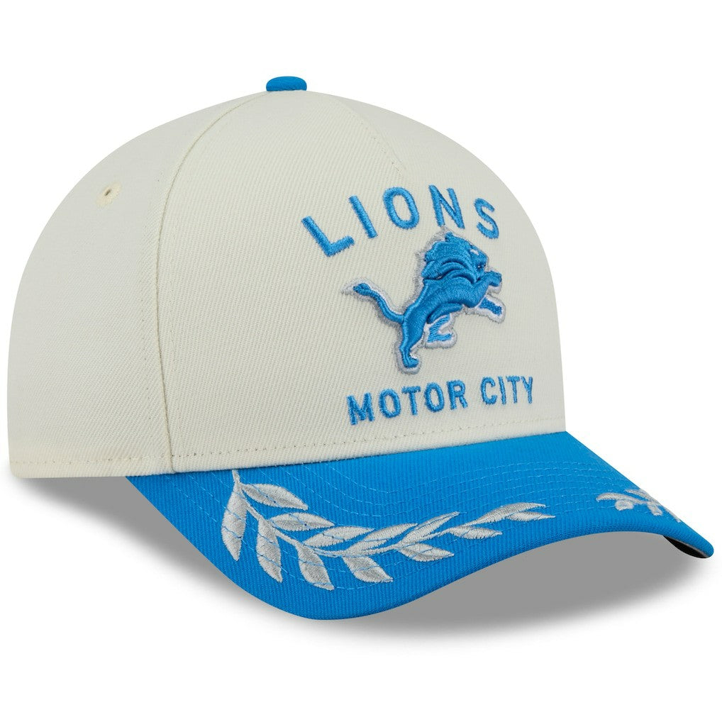 Detroit Lions New Era 2025 NFL Draft 9FORTY A-Frame M-Crown Adjustable Hat - Cream/Blue - NFL