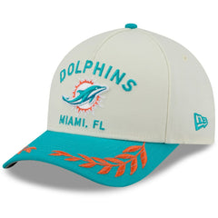 Miami Dolphins New Era 2025 NFL Draft 9FORTY A-Frame M-Crown Adjustable Hat - Cream/Aqua - NFL