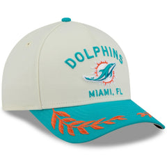Miami Dolphins New Era 2025 NFL Draft 9FORTY A-Frame M-Crown Adjustable Hat - Cream/Aqua - NFL