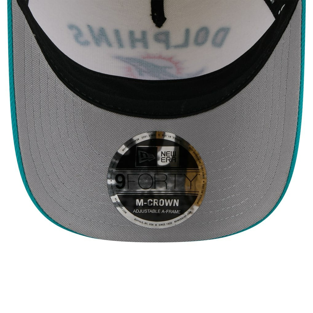 Miami Dolphins New Era 2025 NFL Draft 9FORTY A-Frame M-Crown Adjustable Hat - Cream/Aqua - NFL
