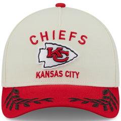 Kansas City Chiefs New Era 2025 NFL Draft 9FORTY A-Frame M-Crown Adjustable Hat - Cream/Red - NFL