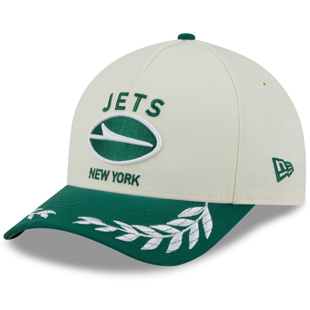 New York Jets New Era 2025 NFL Draft 9FORTY A-Frame M-Crown Adjustable Hat - Cream/Green - NFL