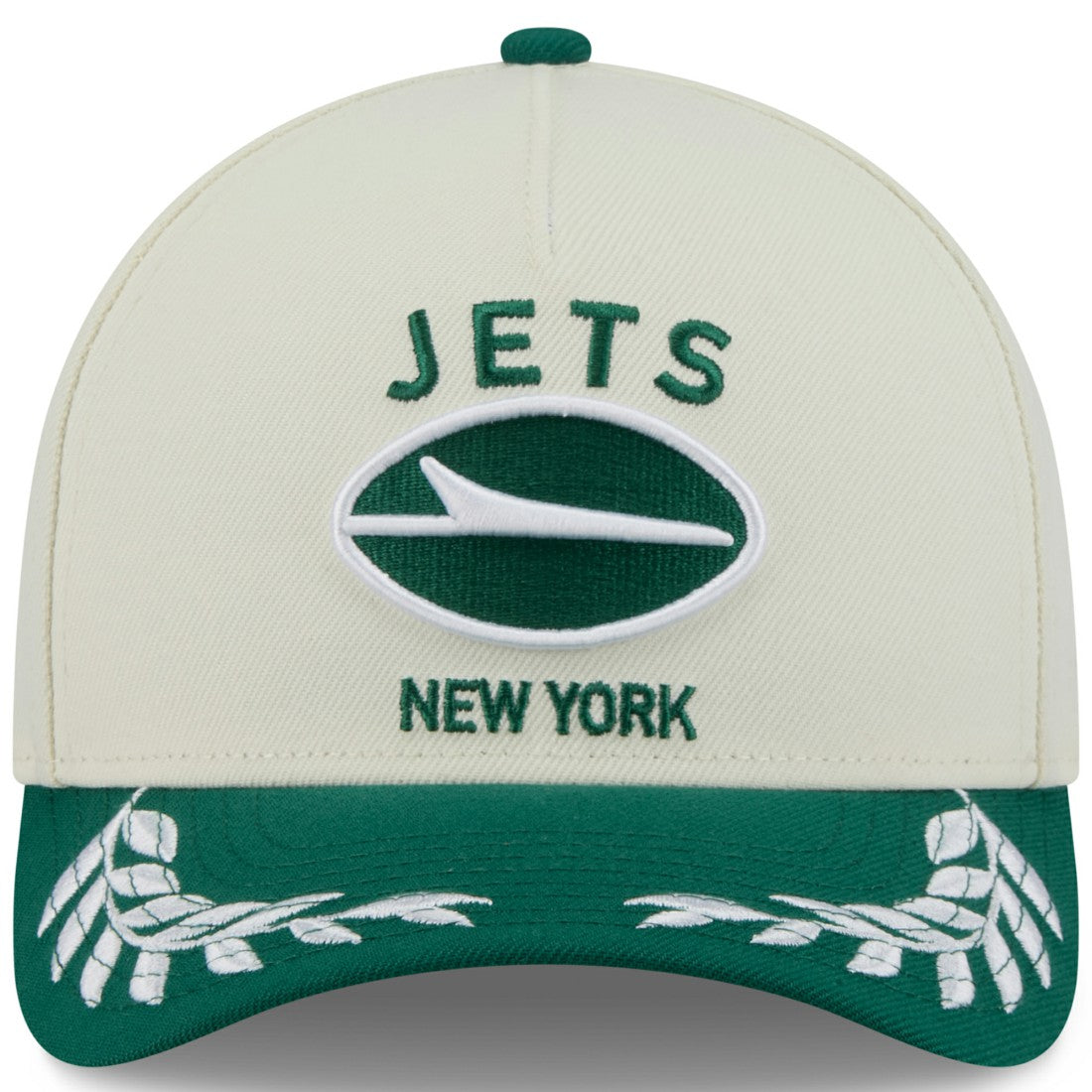 New York Jets New Era 2025 NFL Draft 9FORTY A-Frame M-Crown Adjustable Hat - Cream/Green - NFL