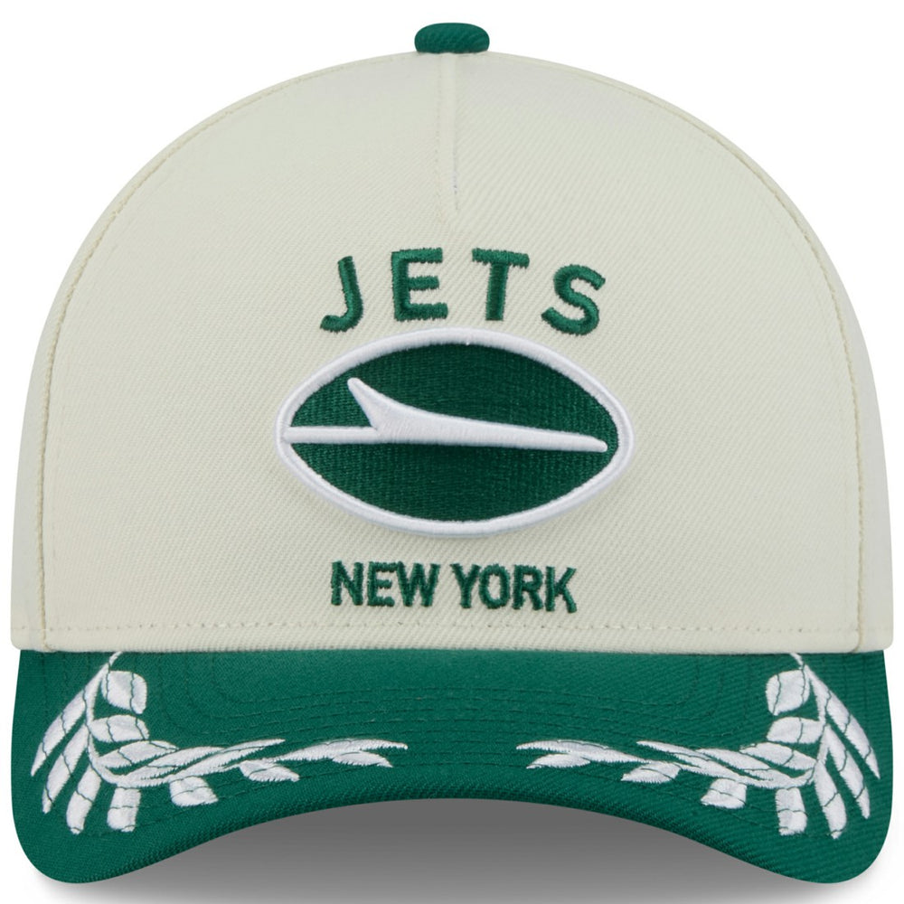 New York Jets New Era 2025 NFL Draft 9FORTY A-Frame M-Crown Adjustable Hat - Cream/Green - NFL