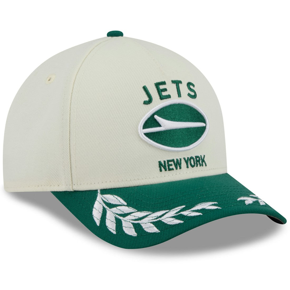 New York Jets New Era 2025 NFL Draft 9FORTY A-Frame M-Crown Adjustable Hat - Cream/Green - NFL