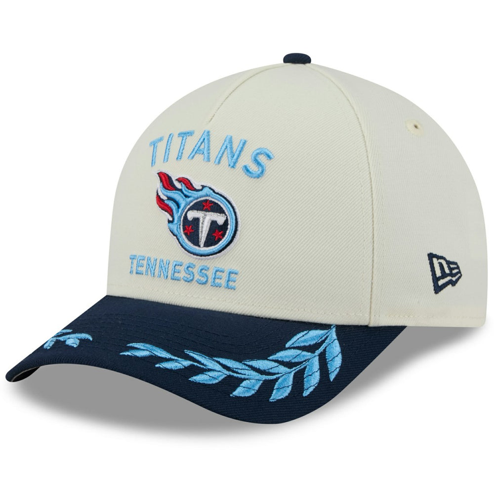 Tennessee Titans New Era 2025 NFL Draft 9FORTY A-Frame M-Crown Adjustable Hat - Cream/Navy - NFL