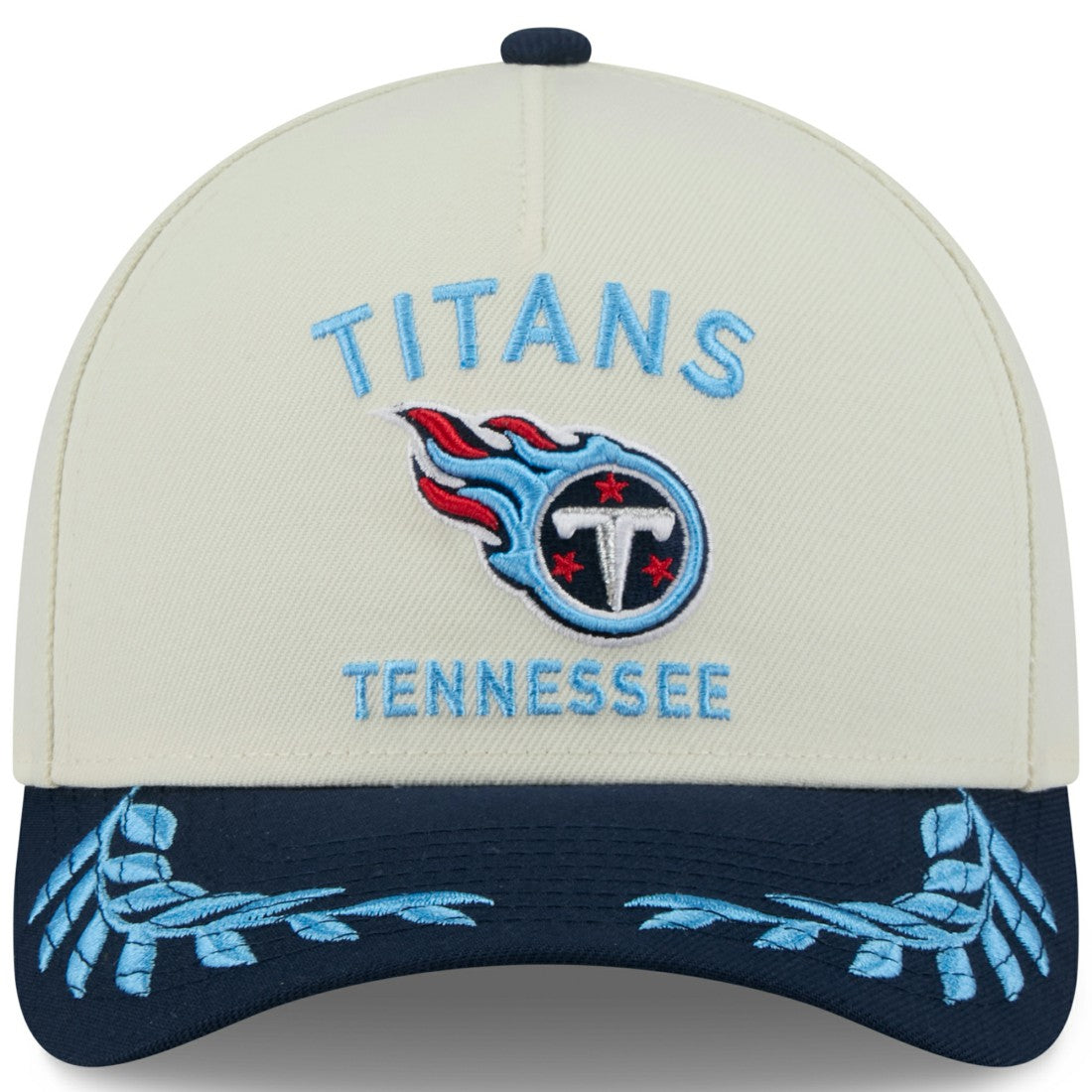 Tennessee Titans New Era 2025 NFL Draft 9FORTY A-Frame M-Crown Adjustable Hat - Cream/Navy - NFL