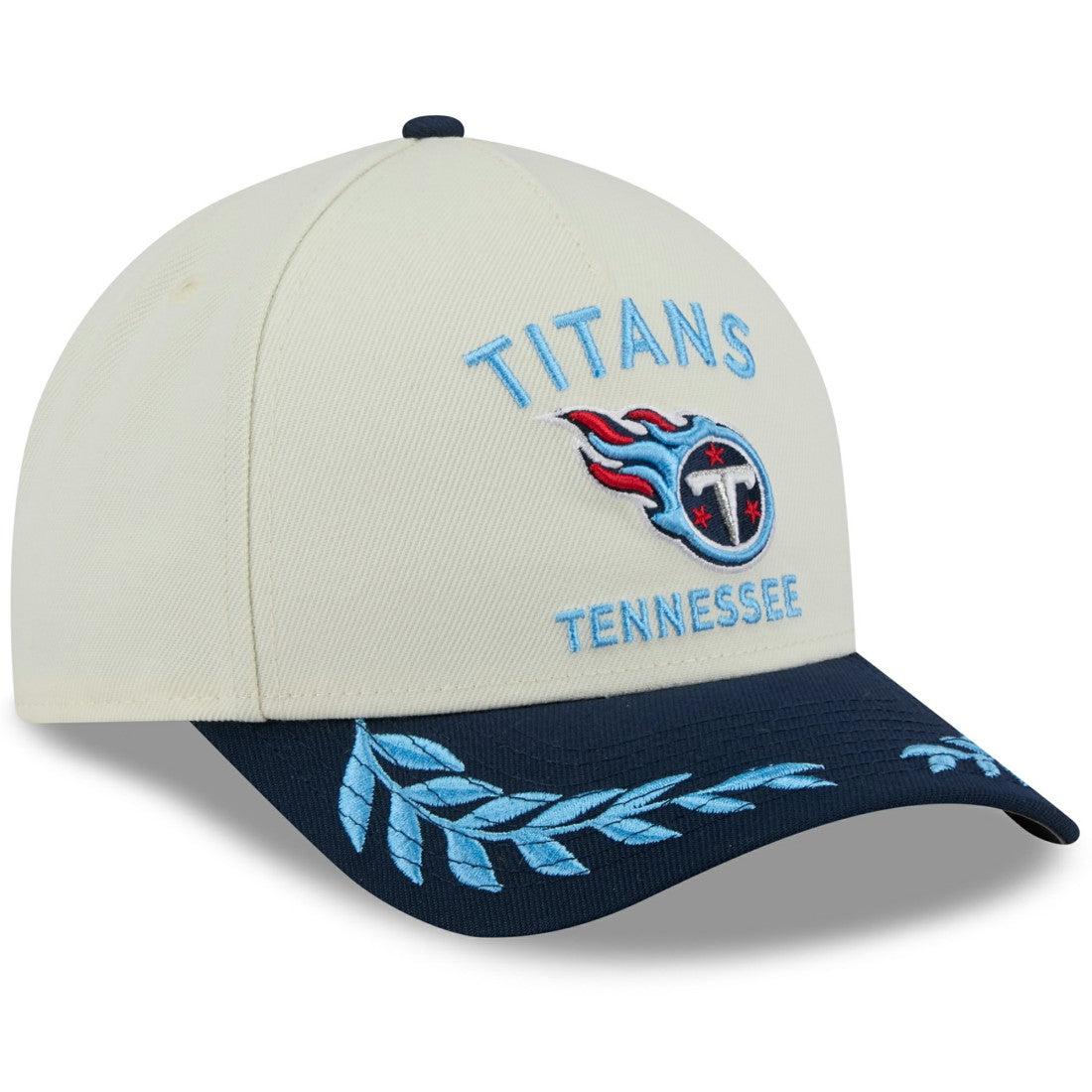 Tennessee Titans New Era 2025 NFL Draft 9FORTY A-Frame M-Crown Adjustable Hat - Cream/Navy - NFL