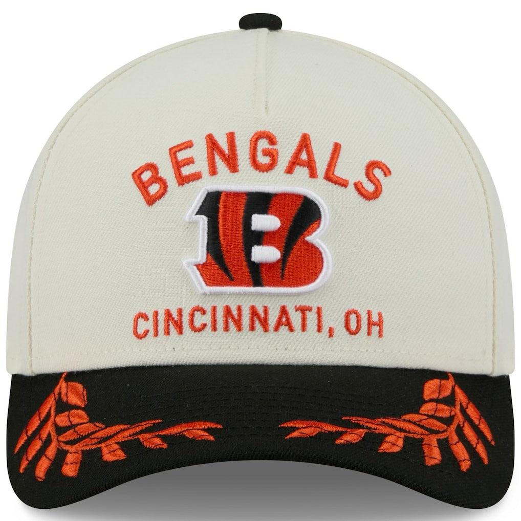 Cincinnati Bengals New Era 2025 NFL Draft 9FORTY A-Frame M-Crown Adjustable Hat - Cream/Black - NFL
