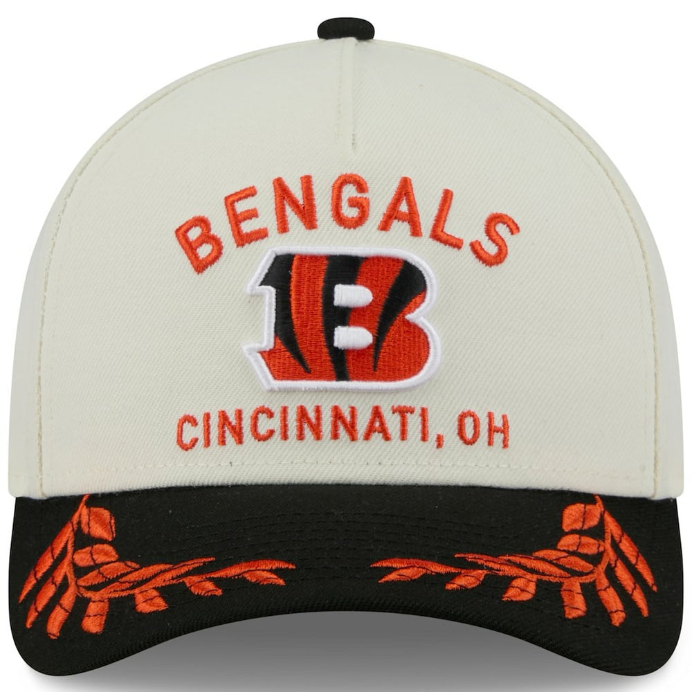 Cincinnati Bengals New Era 2025 NFL Draft 9FORTY A-Frame M-Crown Adjustable Hat - Cream/Black - NFL