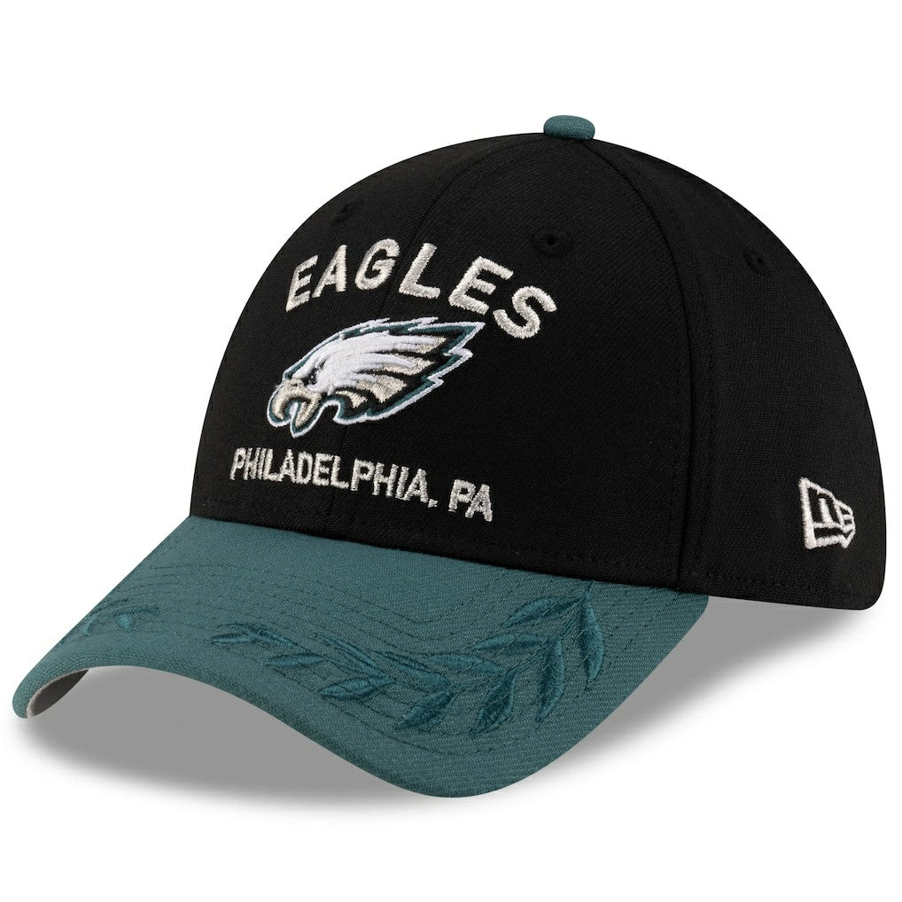 Philadelphia Eagles New Era 2025 NFL Draft 39THIRTY Flex Hat - Black/Midnight Green - NFL