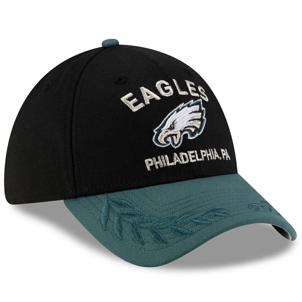 Philadelphia Eagles New Era 2025 NFL Draft 39THIRTY Flex Hat - Black/Midnight Green - NFL