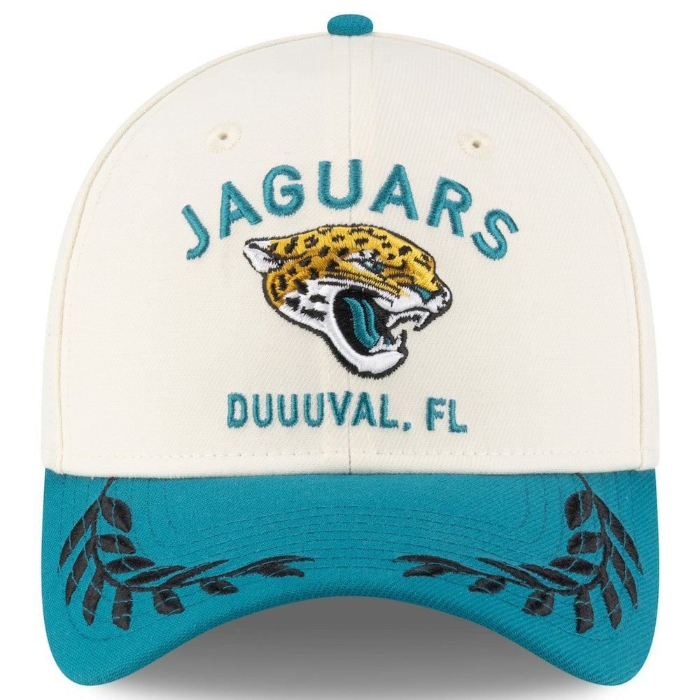 Jacksonville Jaguars New Era 2025 NFL Draft 39THIRTY Flex Hat - Cream/Teal - NFL
