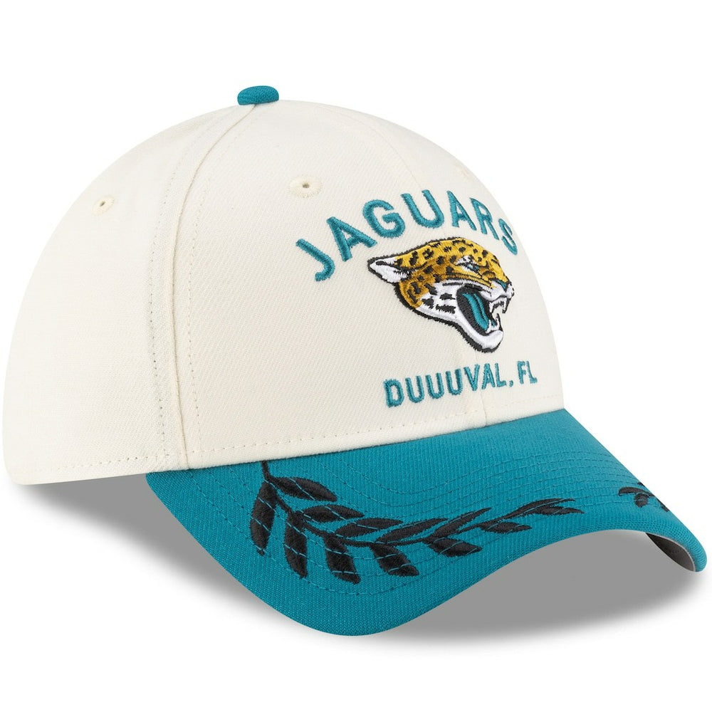 Jacksonville Jaguars New Era 2025 NFL Draft 39THIRTY Flex Hat - Cream/Teal - NFL