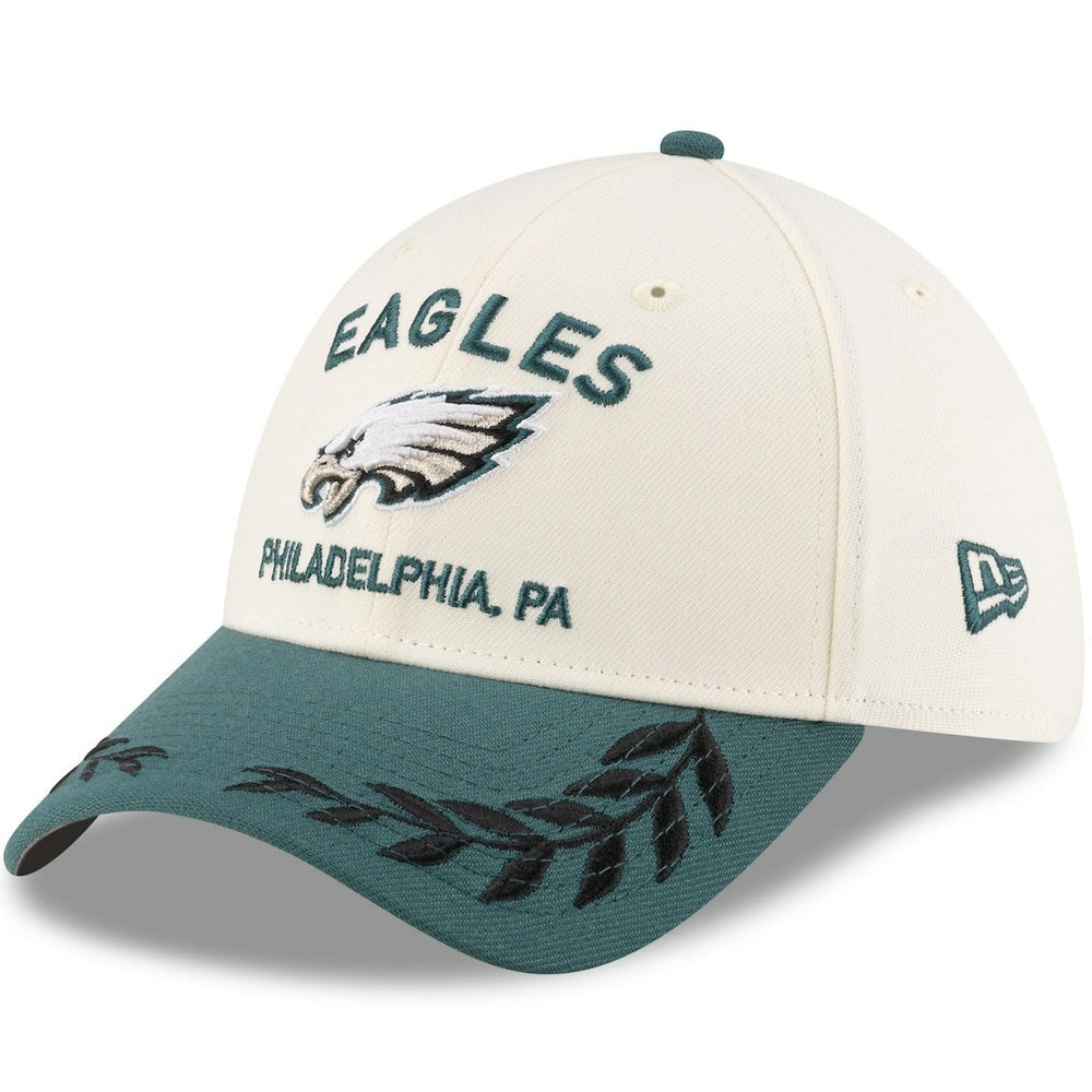 Philadelphia Eagles New Era 2025 NFL Draft 39THIRTY Flex Hat - Cream/Midnight Green - NFL