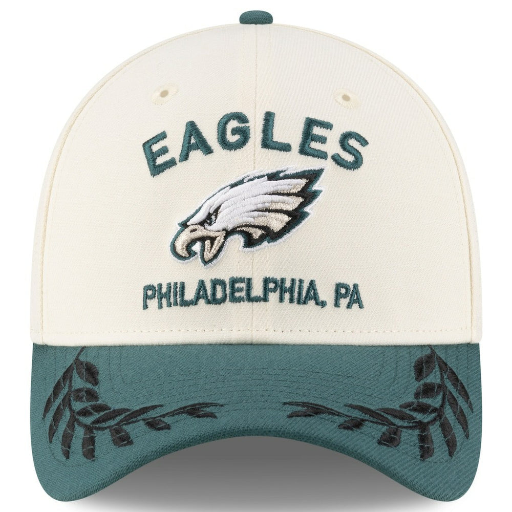 Philadelphia Eagles New Era 2025 NFL Draft 39THIRTY Flex Hat - Cream/Midnight Green - NFL