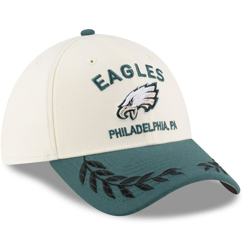 Philadelphia Eagles New Era 2025 NFL Draft 39THIRTY Flex Hat - Cream/Midnight Green - NFL
