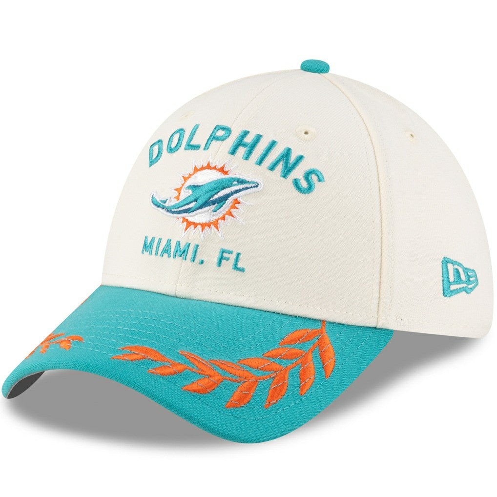 Miami Dolphins New Era 2025 NFL Draft 39THIRTY Flex Hat - Cream/Aqua - NFL