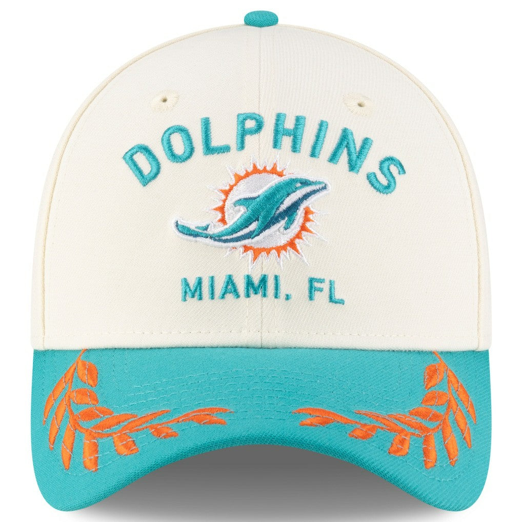 Miami Dolphins New Era 2025 NFL Draft 39THIRTY Flex Hat - Cream/Aqua - NFL
