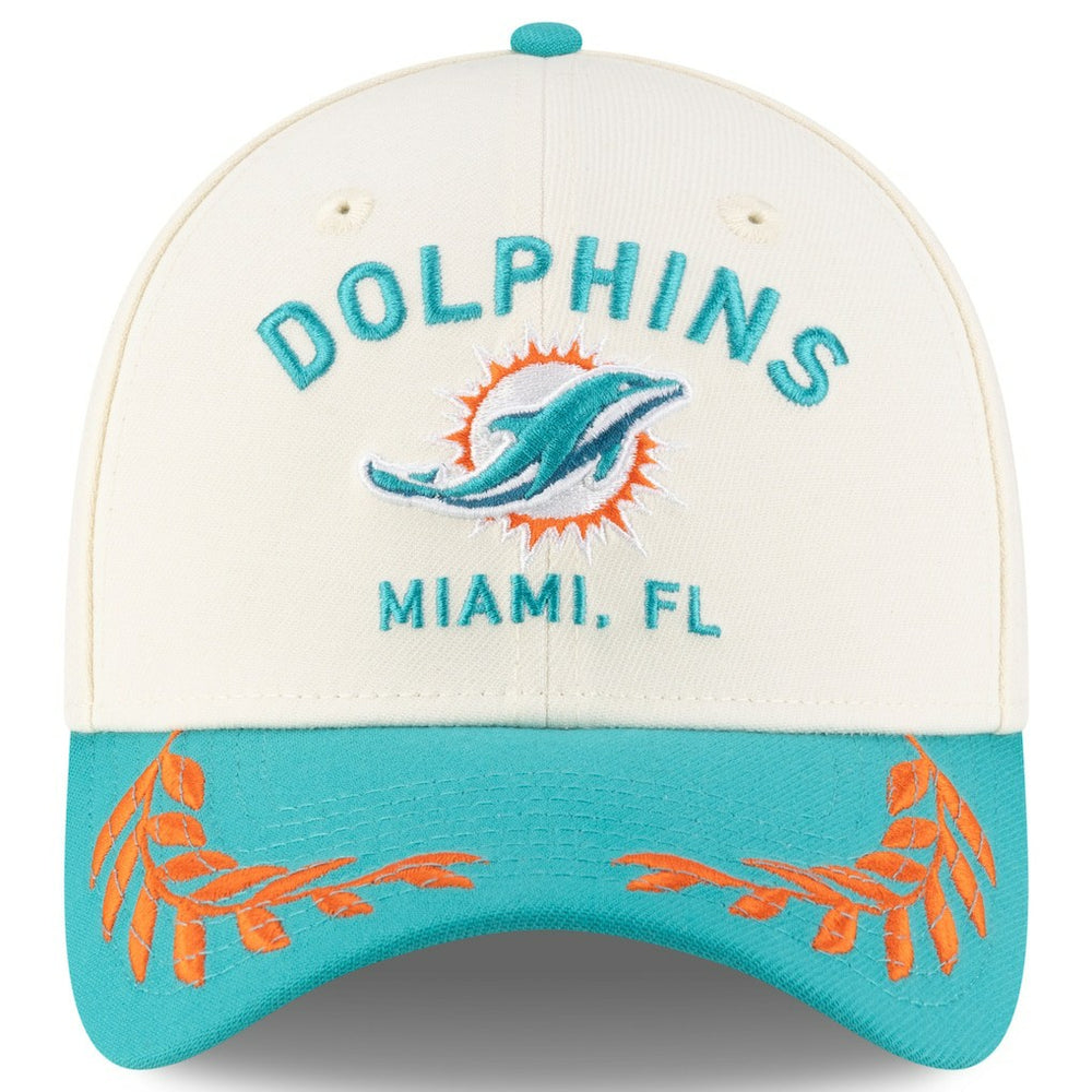 Miami Dolphins New Era 2025 NFL Draft 39THIRTY Flex Hat - Cream/Aqua - NFL