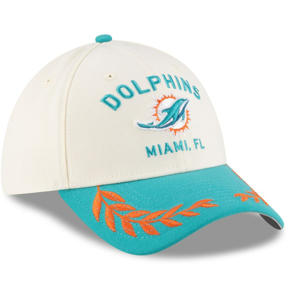 Miami Dolphins New Era 2025 NFL Draft 39THIRTY Flex Hat - Cream/Aqua - NFL