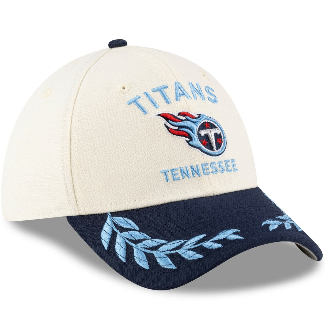 Tennessee Titans New Era 2025 NFL Draft 39THIRTY Flex Hat - Cream/Navy - NFL