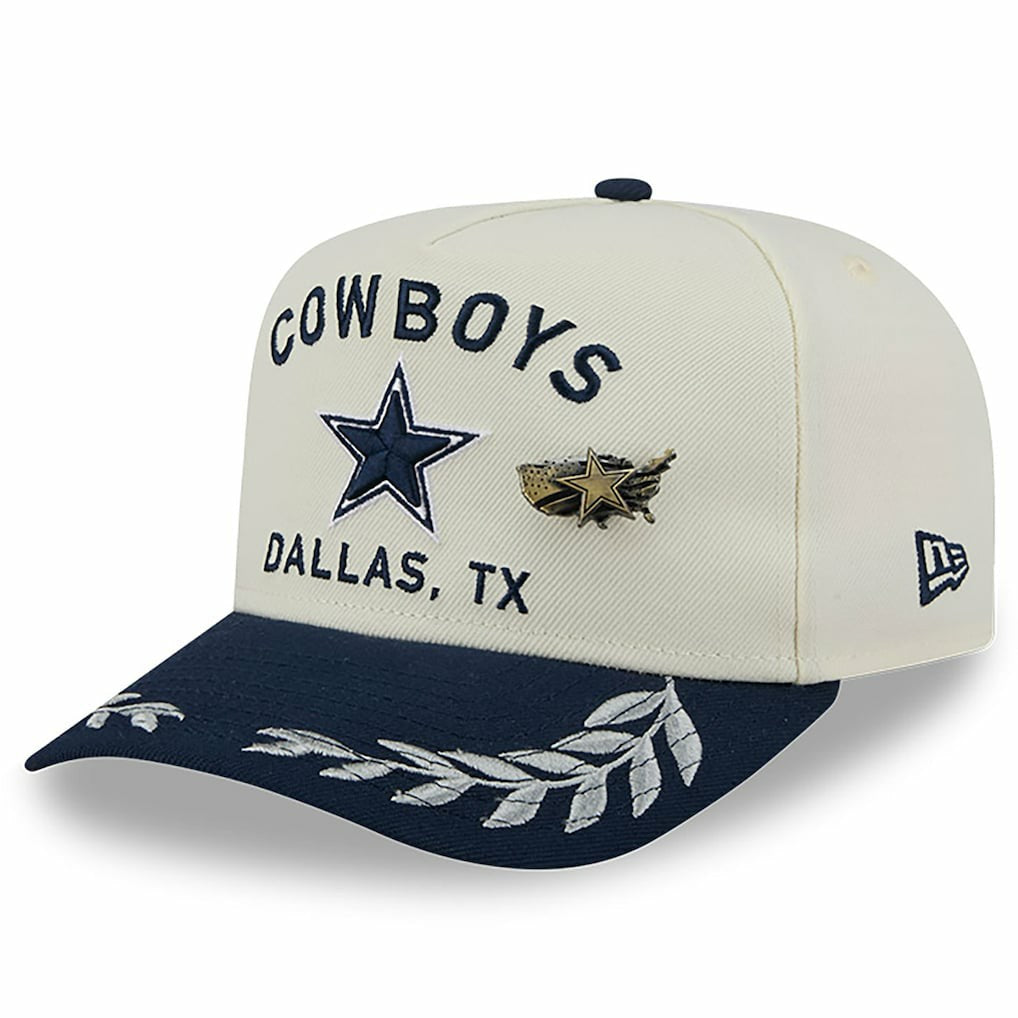 Dallas Cowboys New Era 2025 NFL Draft A-Frame 59FIFTY Fitted Hat - Cream/Navy - NFL
