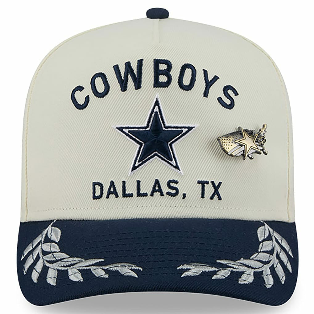 Dallas Cowboys New Era 2025 NFL Draft A-Frame 59FIFTY Fitted Hat - Cream/Navy - NFL