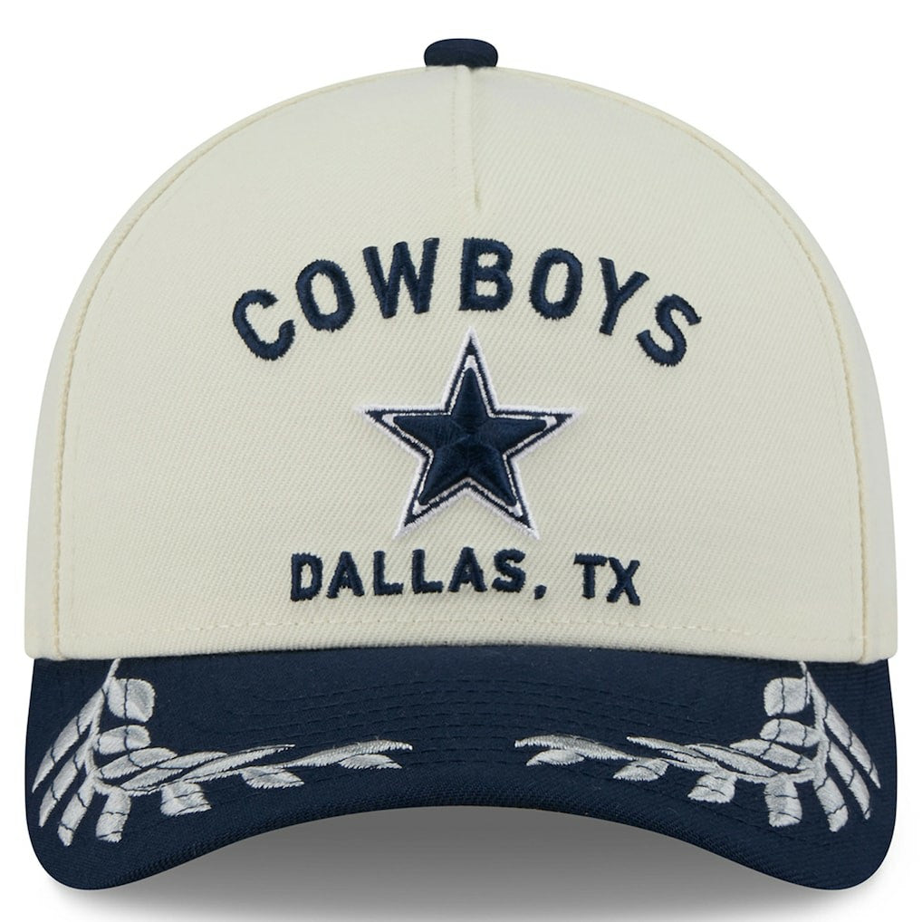 Dallas Cowboys New Era 2025 NFL Draft 9FORTY A-Frame M-Crown Adjustable Hat - Cream/Navy - NFL