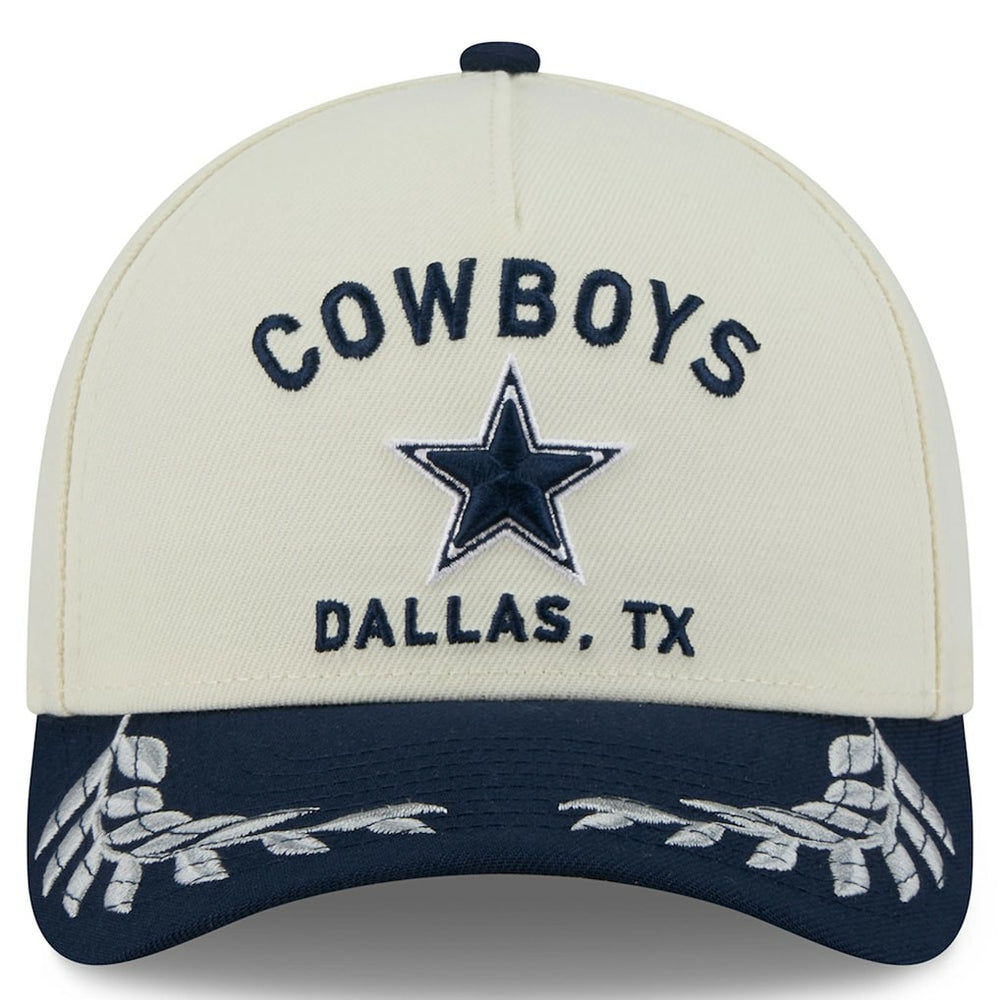 Dallas Cowboys New Era 2025 NFL Draft 9FORTY A-Frame M-Crown Adjustable Hat - Cream/Navy - NFL