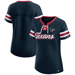 Houston Texans Women's Iconic Bling Athena Lace-Up V-Neck T-Shirt - Navy - Fanatics