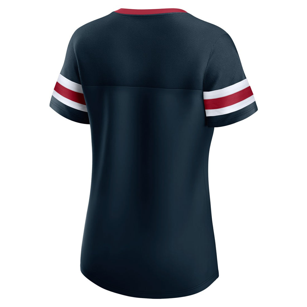 Houston Texans Women's Iconic Bling Athena Lace-Up V-Neck T-Shirt - Navy - Fanatics