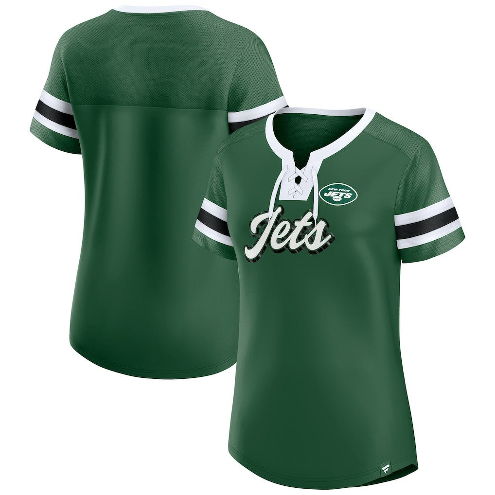 New York Jets Women's Original State Lace-Up T-Shirt - Green - Fanatics