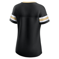 New Orleans Saints Women's Bling Athena Jersey Style Lace-up T-Shirt - Black - Fanatics