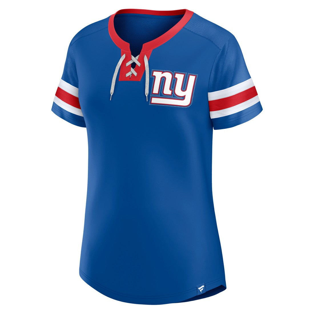 New York Giants Women's Bling Athena Jersey Style Lace-up T-Shirt - Royal - Fanatics