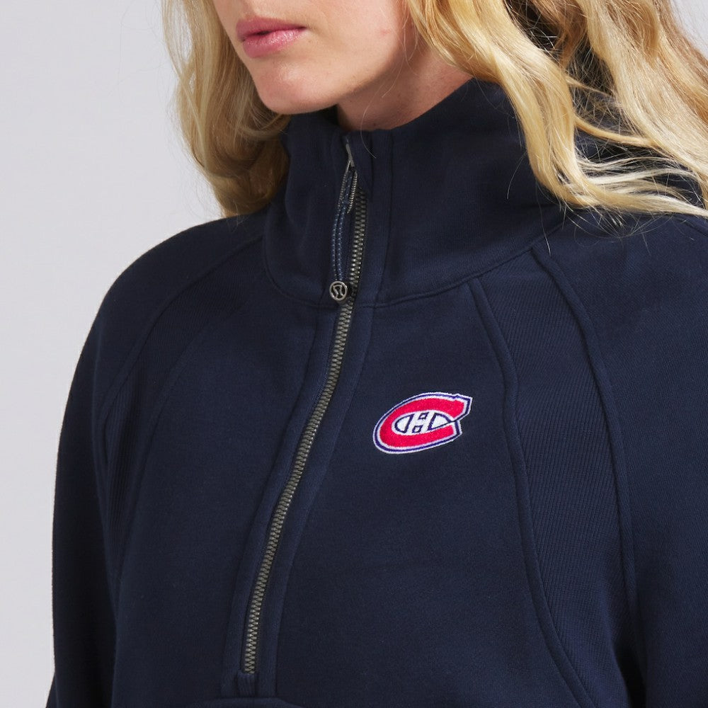 Montreal Canadiens lululemon Women's Scuba Oversized Half-Zip Hoodie - True Navy | NHL Clearance