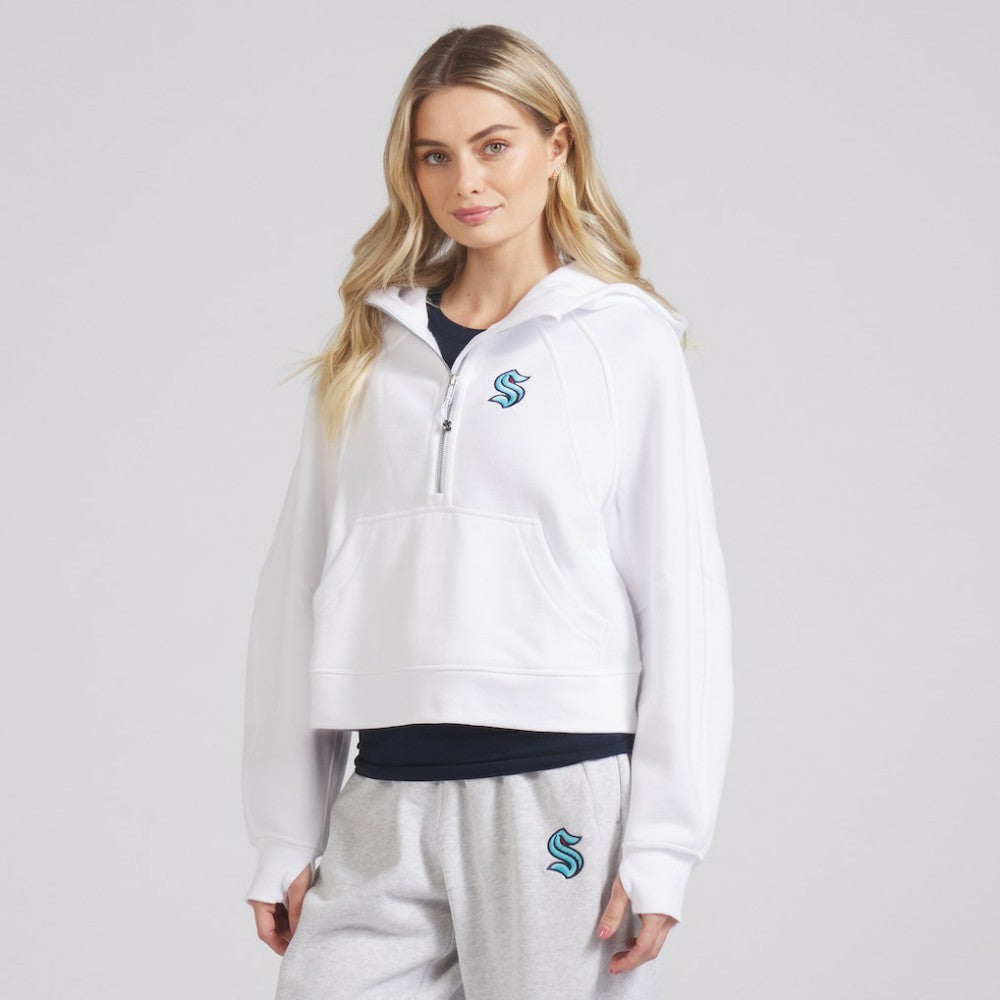 Seattle Kraken lululemon Women's Scuba Oversized Half-Zip Hoodie - White | NHL Lifestyle