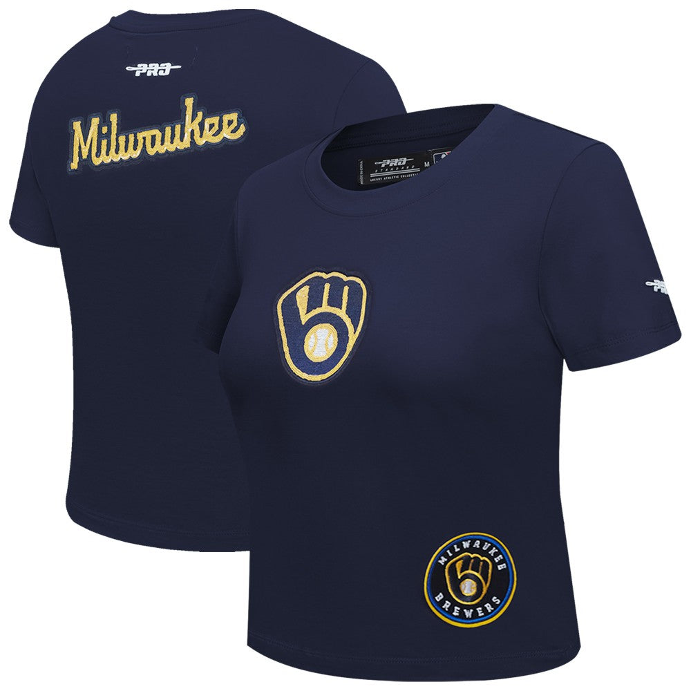 Milwaukee Brewers Pro Standard Women's Game Day Classics Baby Doll Cropped T-Shirt Sale