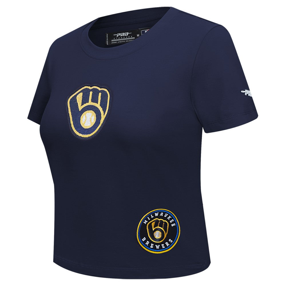Milwaukee Brewers Pro Standard Women's Game Day Classics Baby Doll Cropped T-Shirt Sale