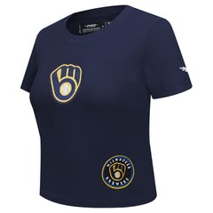 Milwaukee Brewers Pro Standard Women's Game Day Classics Baby Doll Cropped T-Shirt Sale