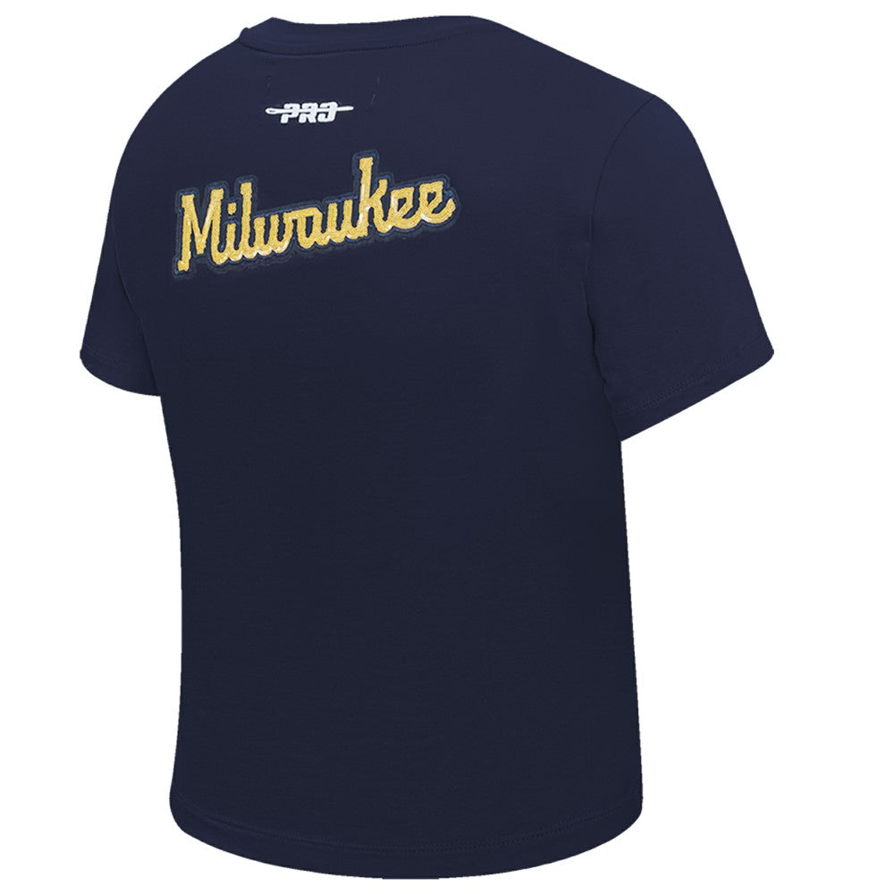 Milwaukee Brewers Pro Standard Women's Game Day Classics Baby Doll Cropped T-Shirt Sale