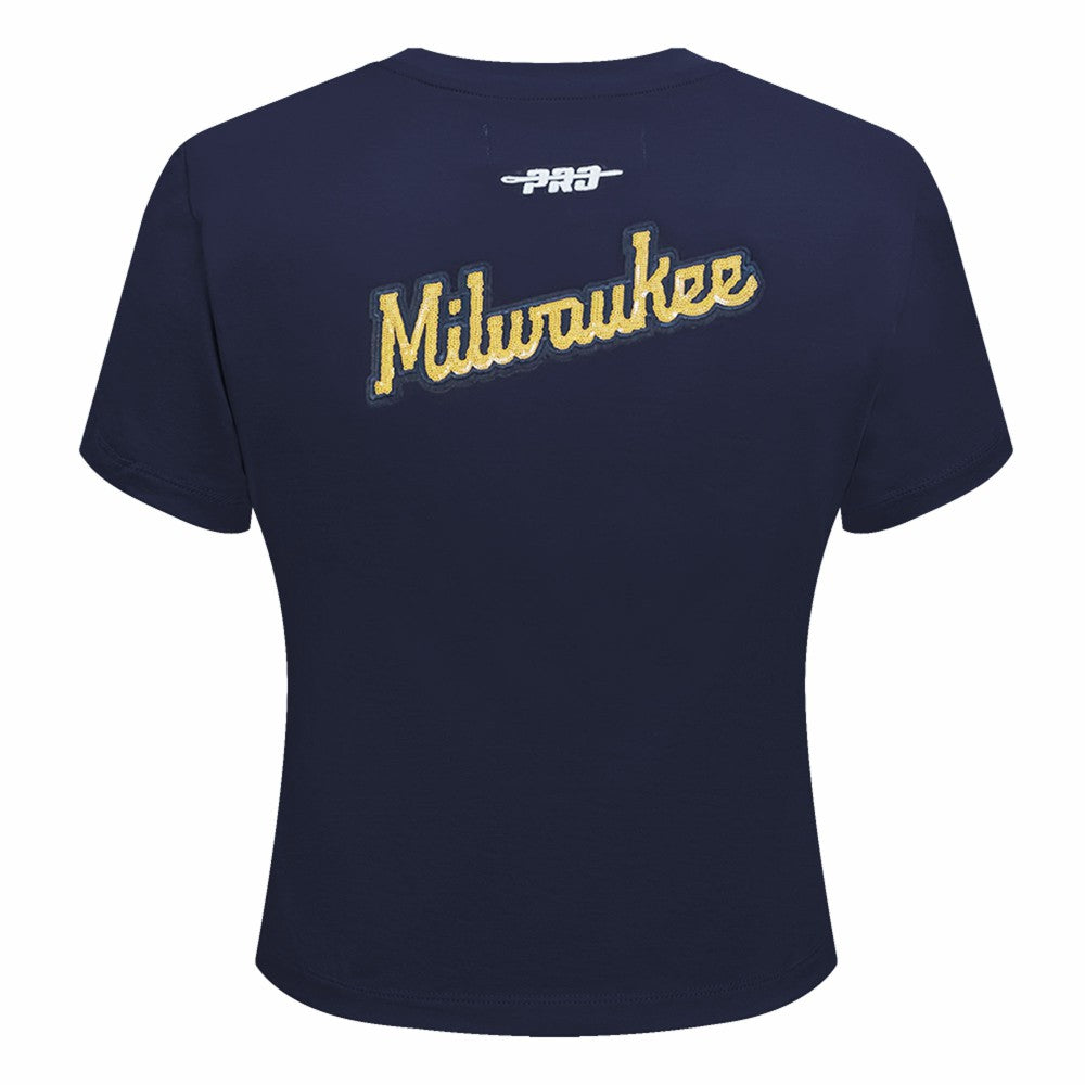 Milwaukee Brewers Pro Standard Women's Game Day Classics Baby Doll Cropped T-Shirt Sale