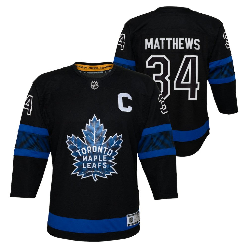 Auston Matthews Toronto Maple Leafs Youth Alternate Premier Player Jersey - Black | NHL Lifestyle
